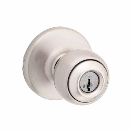 Kwikset Kwikset: SC1 Polo Entry Door Knob with Round Rose  / Satin Nickel  / with SmartKey Technology KWS-400P-RDT-SMC-15